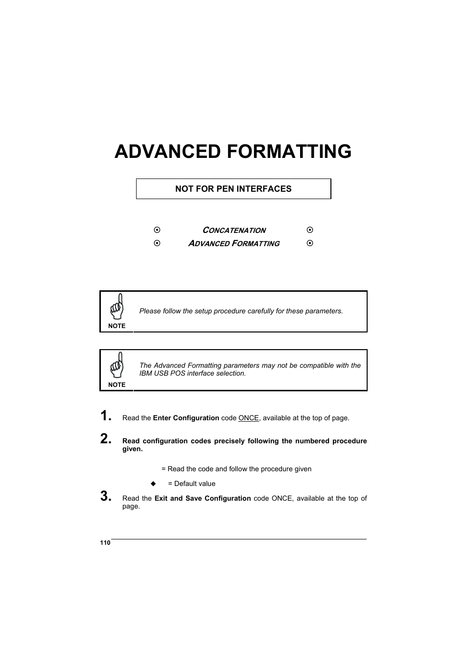 Advanced formatting | Rice Lake Datalogic PowerScan RF 8000 Series Laser Scanner User Manual | Page 118 / 212