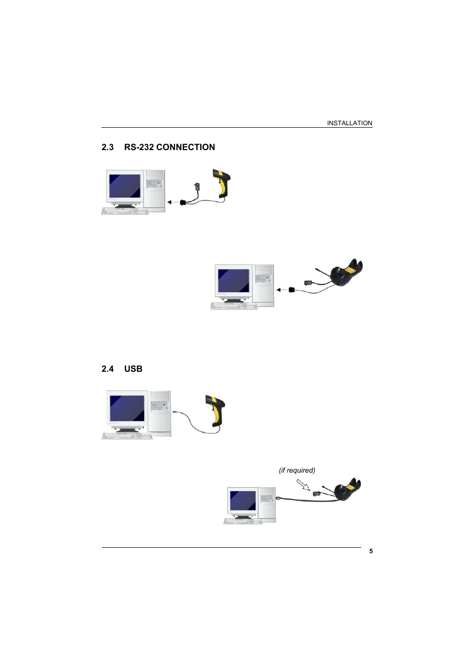 3 rs-232 connection, 4 usb, Rs-232 connection | Rice Lake Datalogic PowerScan RF 8000 Series Laser Scanner User Manual | Page 13 / 212