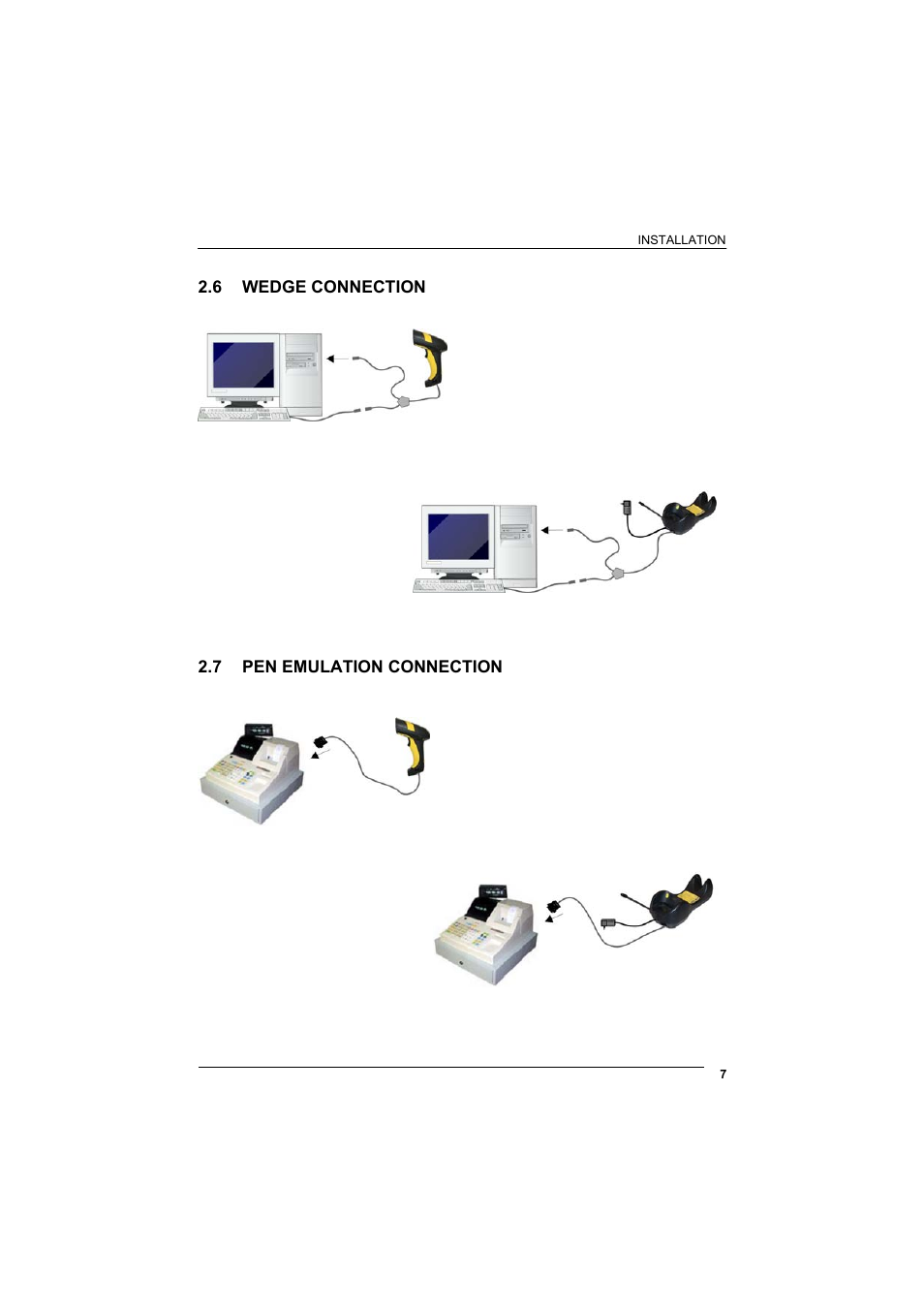 6 wedge connection, 7 pen emulation connection, Wedge connection | Pen emulation connection | Rice Lake Datalogic PowerScan RF 8000 Series Laser Scanner User Manual | Page 15 / 212