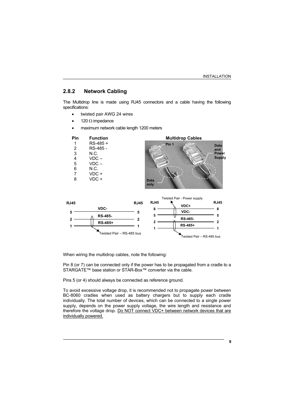 2 network cabling, Network cabling | Rice Lake Datalogic PowerScan RF 8000 Series Laser Scanner User Manual | Page 17 / 212