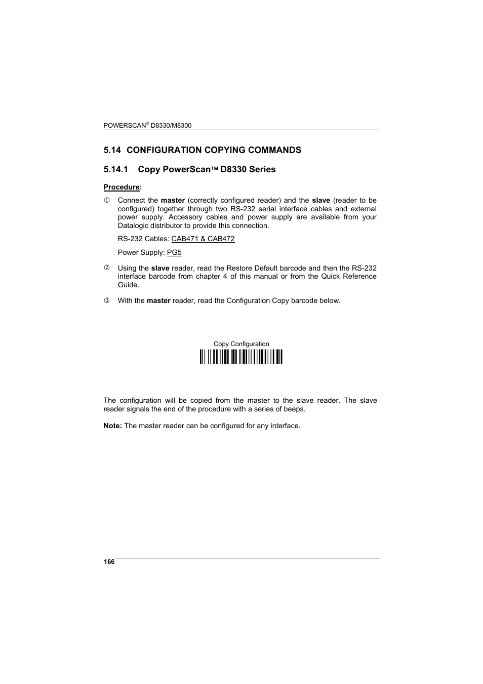 14 configuration copying commands, 1 copy powerscan( d8330 series, Configuration copying commands | Copy powerscan, D8330 series, Ì$+zz0$-*î | Rice Lake Datalogic PowerScan RF 8000 Series Laser Scanner User Manual | Page 174 / 212