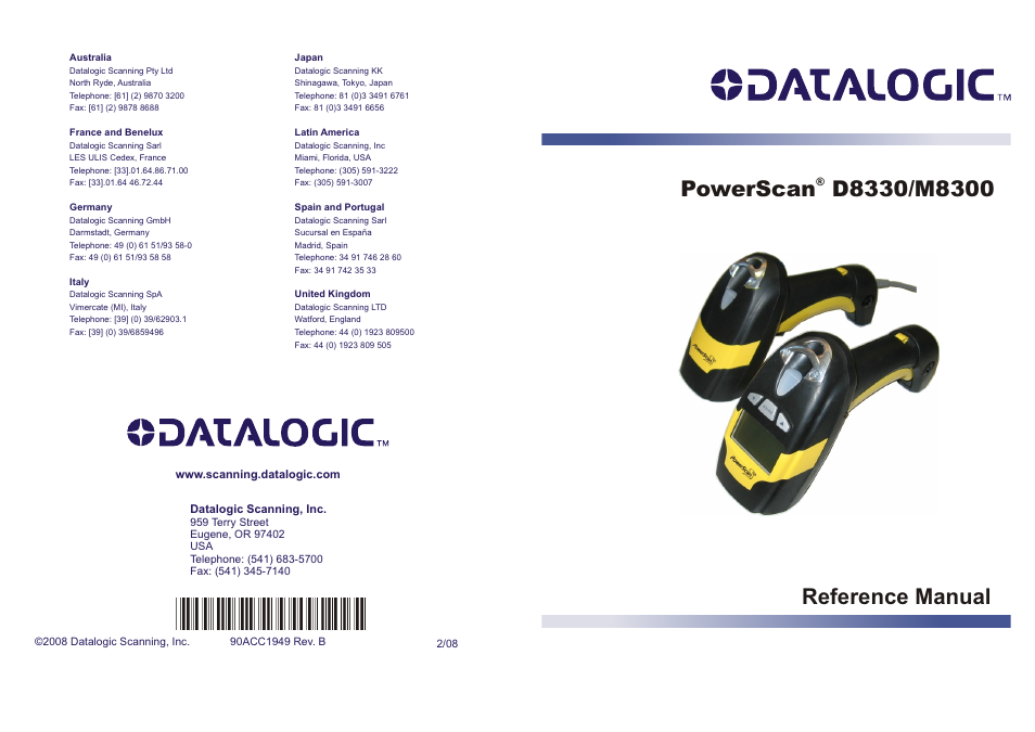 Rice Lake Datalogic PowerScan RF 8000 Series Laser Scanner User Manual | Page 212 / 212