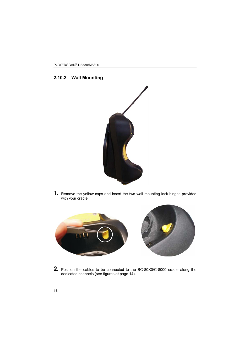 2 wall mounting, Wall mounting | Rice Lake Datalogic PowerScan RF 8000 Series Laser Scanner User Manual | Page 24 / 212