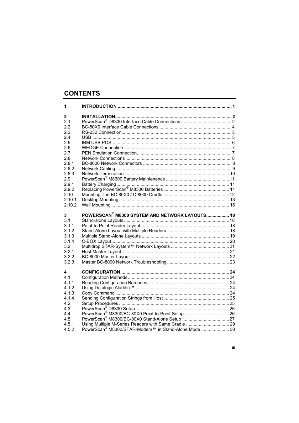 Rice Lake Datalogic PowerScan RF 8000 Series Laser Scanner User Manual | Page 3 / 212