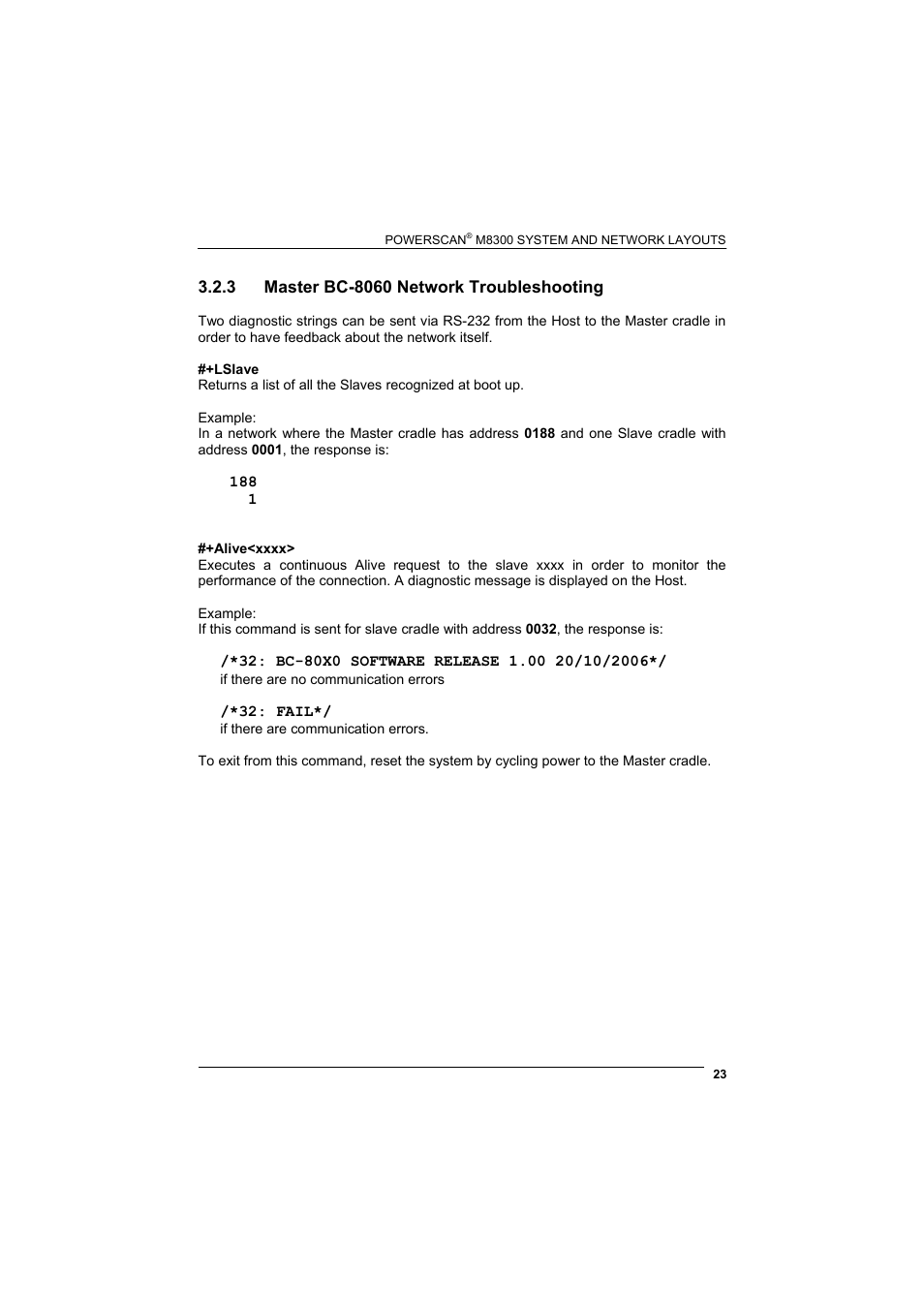 3 master bc-8060 network troubleshooting, Master bc-8000 network troubleshooting | Rice Lake Datalogic PowerScan RF 8000 Series Laser Scanner User Manual | Page 31 / 212