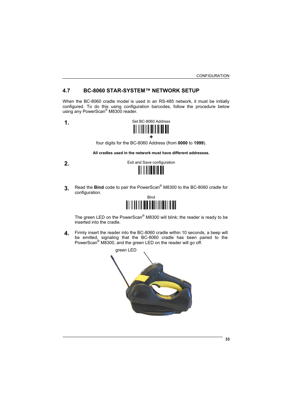 7 bc-8060 star-system™ network setup, Bc-8000 star-system™ network setup, Ì$+rf4î | М$-?о, Ì$+rn0$-iî | Rice Lake Datalogic PowerScan RF 8000 Series Laser Scanner User Manual | Page 41 / 212