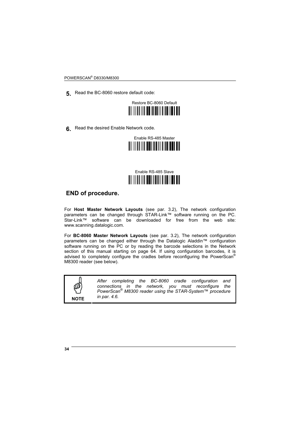 Ì$+rx0$-qî, Ì$+rz2$-çî, Ì$+rz1$-~î | End of procedure | Rice Lake Datalogic PowerScan RF 8000 Series Laser Scanner User Manual | Page 42 / 212