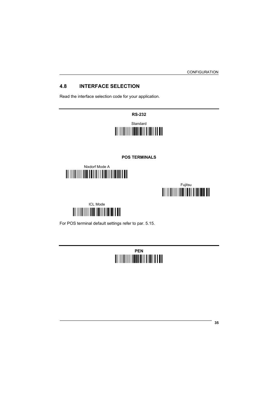 8 interface selection, Interface selection, Ì$+cp0$-$î | Ì$+cm2ec0$->î, Ì$+cm1$-ио, М$+cm0$-ãî, Ì$+cp6$-bо | Rice Lake Datalogic PowerScan RF 8000 Series Laser Scanner User Manual | Page 43 / 212