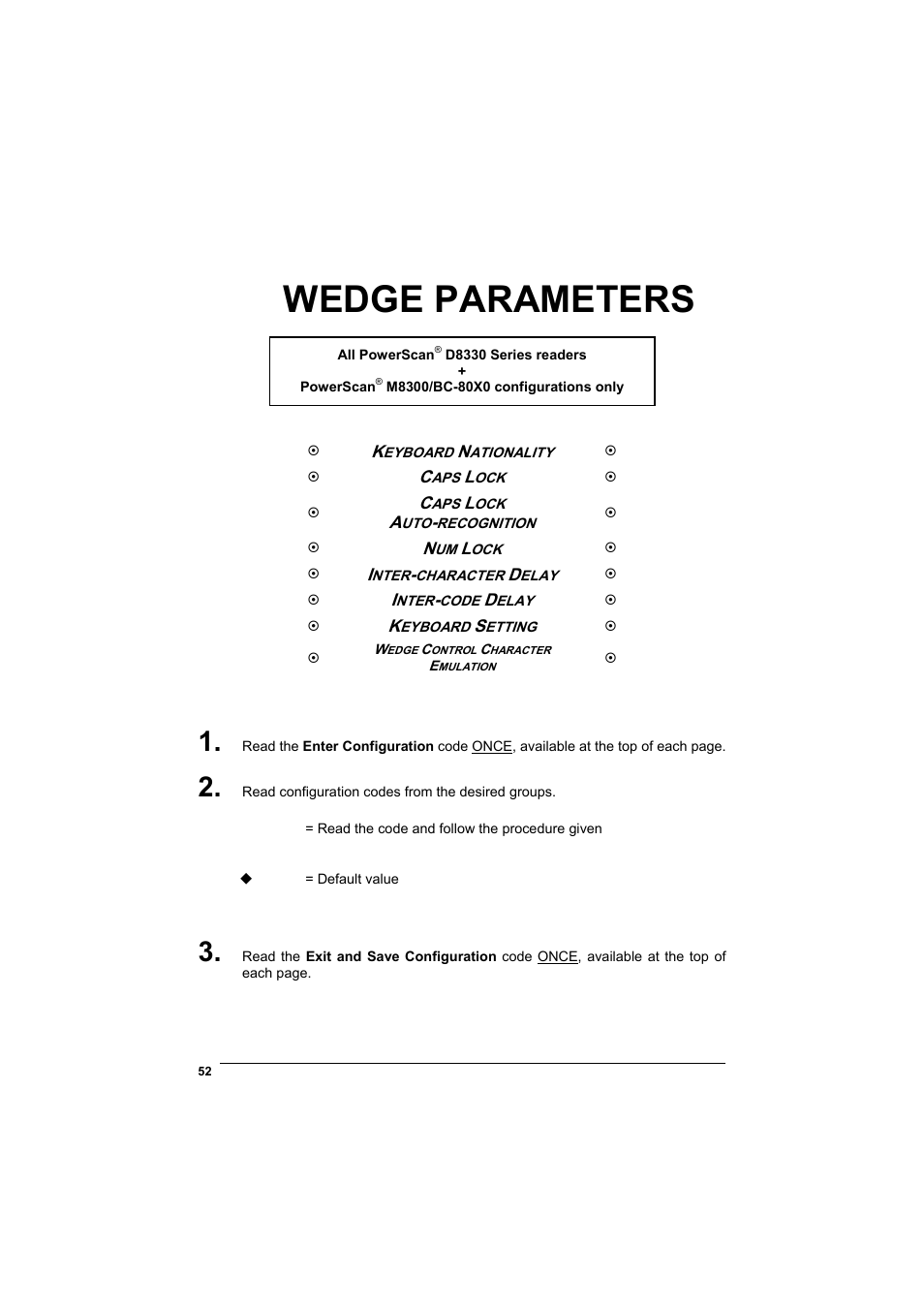 Wedge parameters | Rice Lake Datalogic PowerScan RF 8000 Series Laser Scanner User Manual | Page 60 / 212