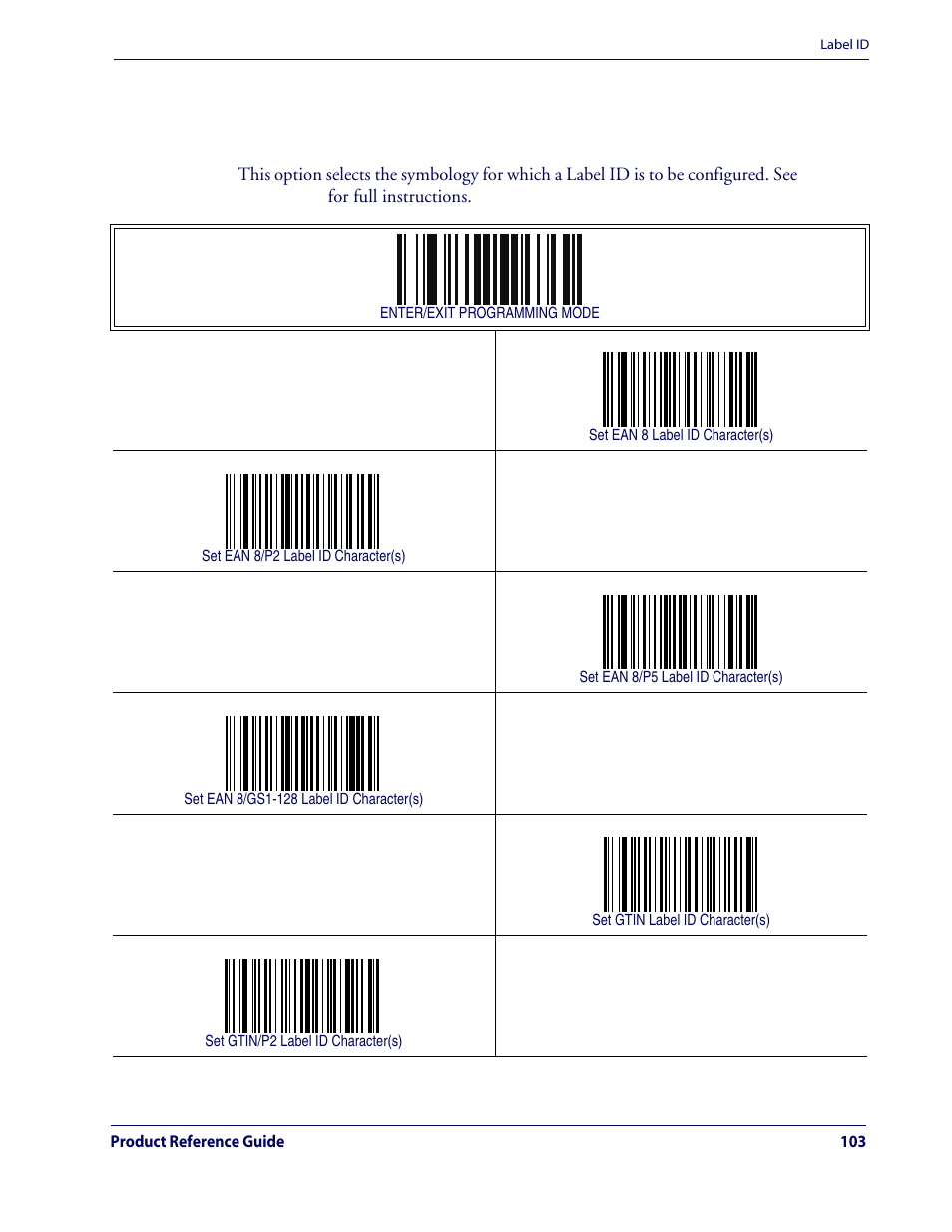 Label id — continued, Label id symbology selection — continued | Rice Lake Datalogic QuickScan QD2100 Linear Imager Hand-held Scanner User Manual | Page 111 / 320