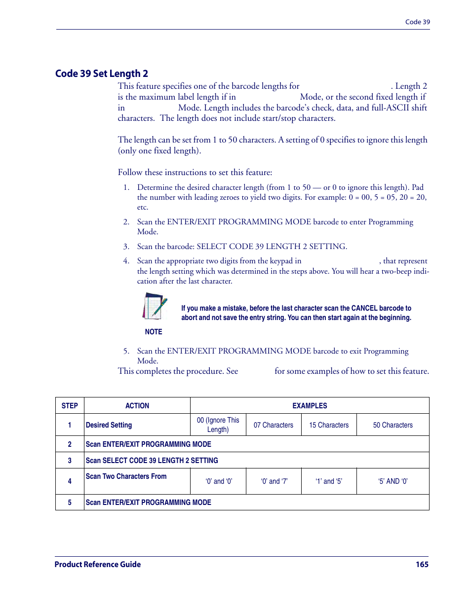 Code 39 set length 2, Code 39 — cont | Rice Lake Datalogic QuickScan QD2100 Linear Imager Hand-held Scanner User Manual | Page 173 / 320