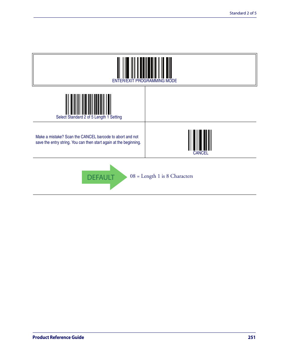 Default, Standard 2 of 5 — cont | Rice Lake Datalogic QuickScan QD2100 Linear Imager Hand-held Scanner User Manual | Page 259 / 320