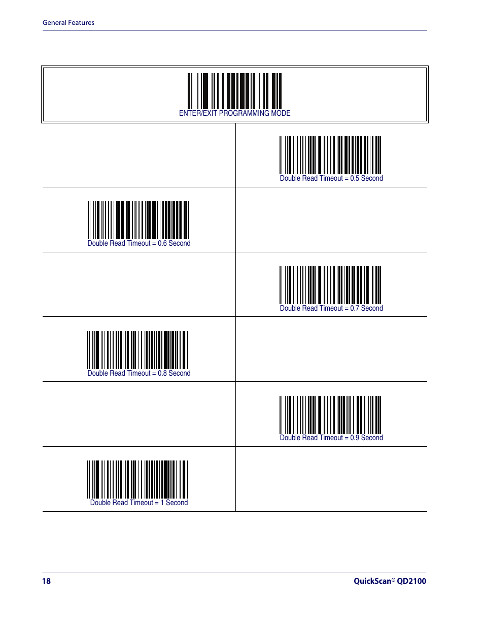 Double read timeout — continued | Rice Lake Datalogic QuickScan QD2100 Linear Imager Hand-held Scanner User Manual | Page 26 / 320