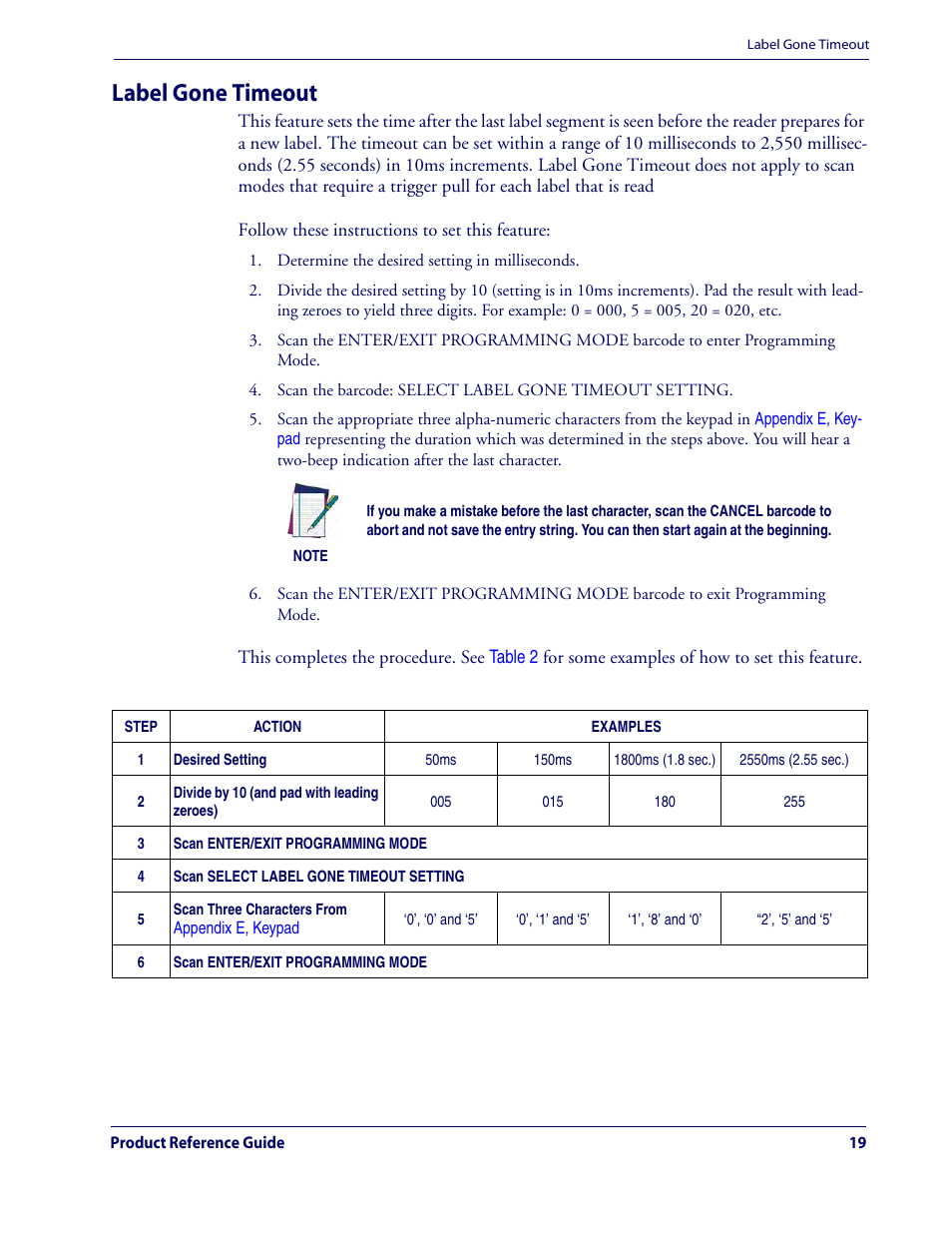 Label gone timeout | Rice Lake Datalogic QuickScan QD2100 Linear Imager Hand-held Scanner User Manual | Page 27 / 320