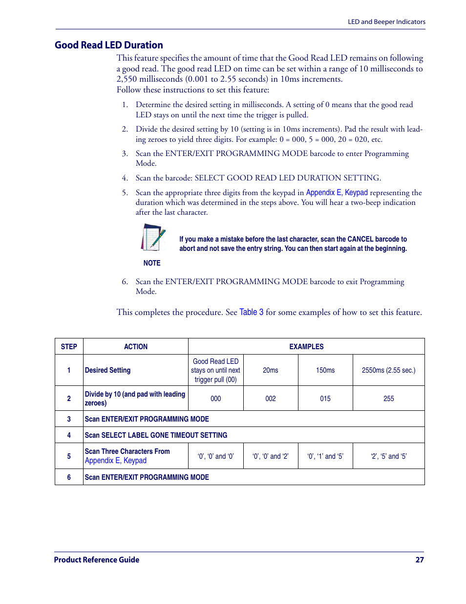 Good read led duration | Rice Lake Datalogic QuickScan QD2100 Linear Imager Hand-held Scanner User Manual | Page 35 / 320