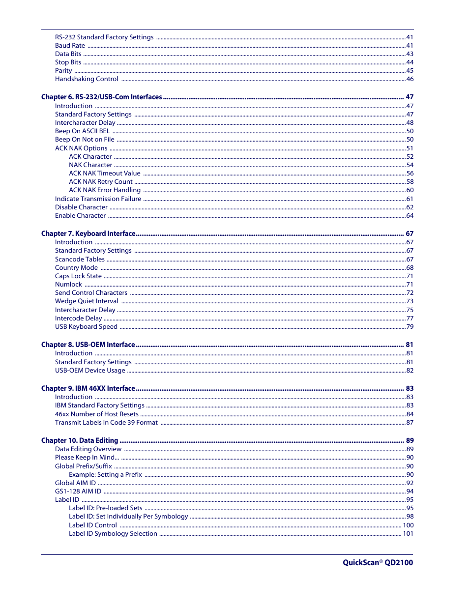 Rice Lake Datalogic QuickScan QD2100 Linear Imager Hand-held Scanner User Manual | Page 4 / 320