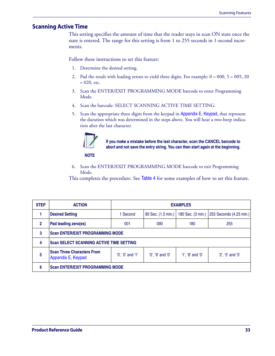 Scanning active time, Has elapsed, Has el | Has elapsed or the trigger has be | Rice Lake Datalogic QuickScan QD2100 Linear Imager Hand-held Scanner User Manual | Page 41 / 320