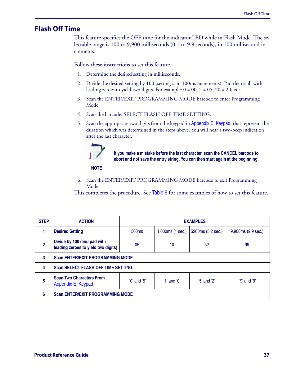 Flash off time | Rice Lake Datalogic QuickScan QD2100 Linear Imager Hand-held Scanner User Manual | Page 45 / 320