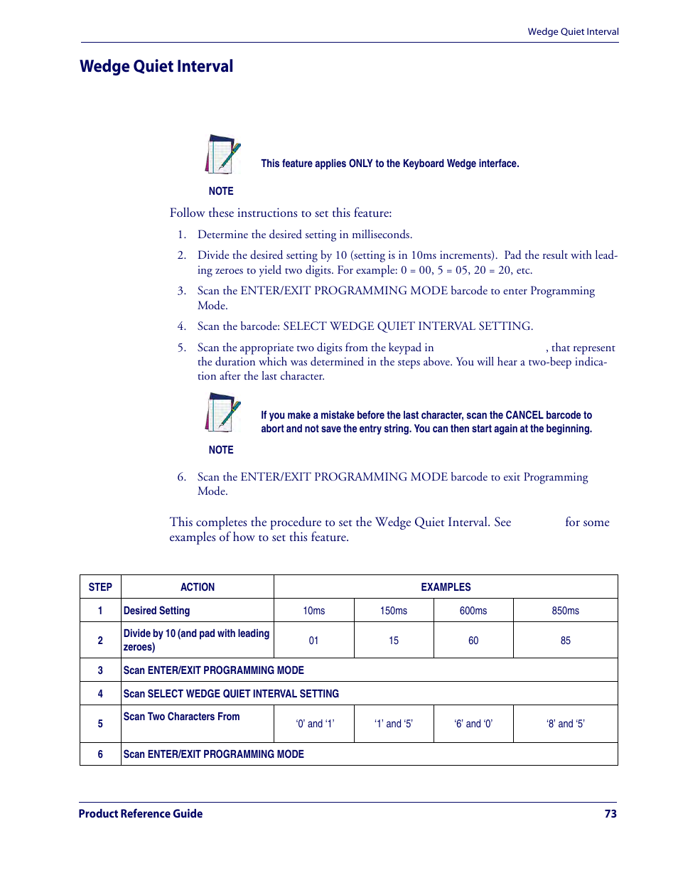 Wedge quiet interval | Rice Lake Datalogic QuickScan QD2100 Linear Imager Hand-held Scanner User Manual | Page 81 / 320