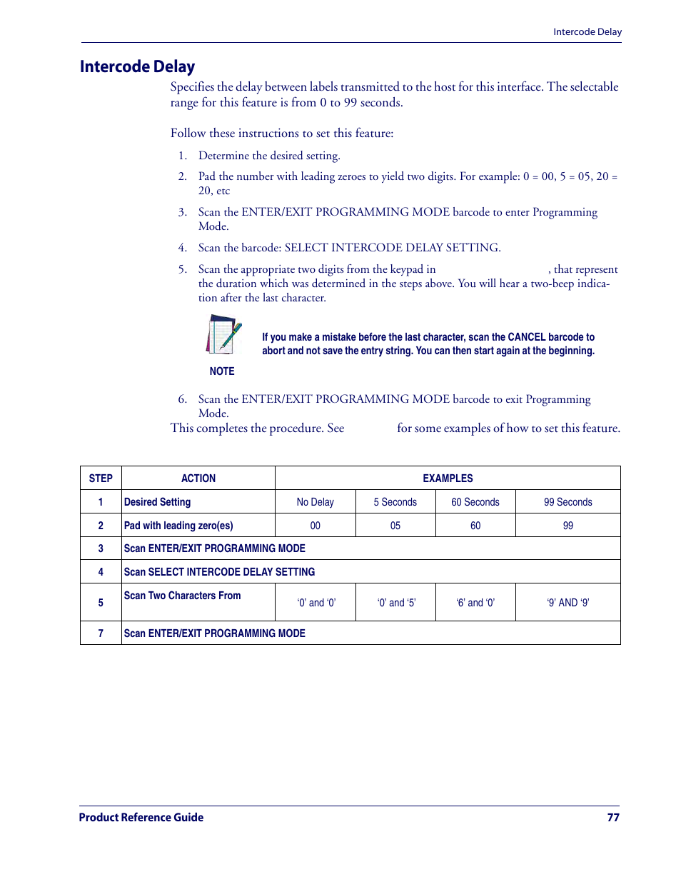 Intercode delay | Rice Lake Datalogic QuickScan QD2100 Linear Imager Hand-held Scanner User Manual | Page 85 / 320