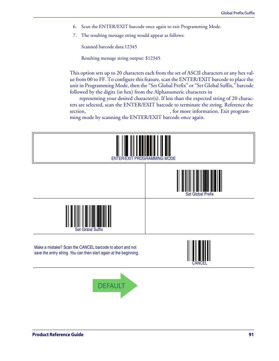 Default | Rice Lake Datalogic QuickScan QD2100 Linear Imager Hand-held Scanner User Manual | Page 99 / 320