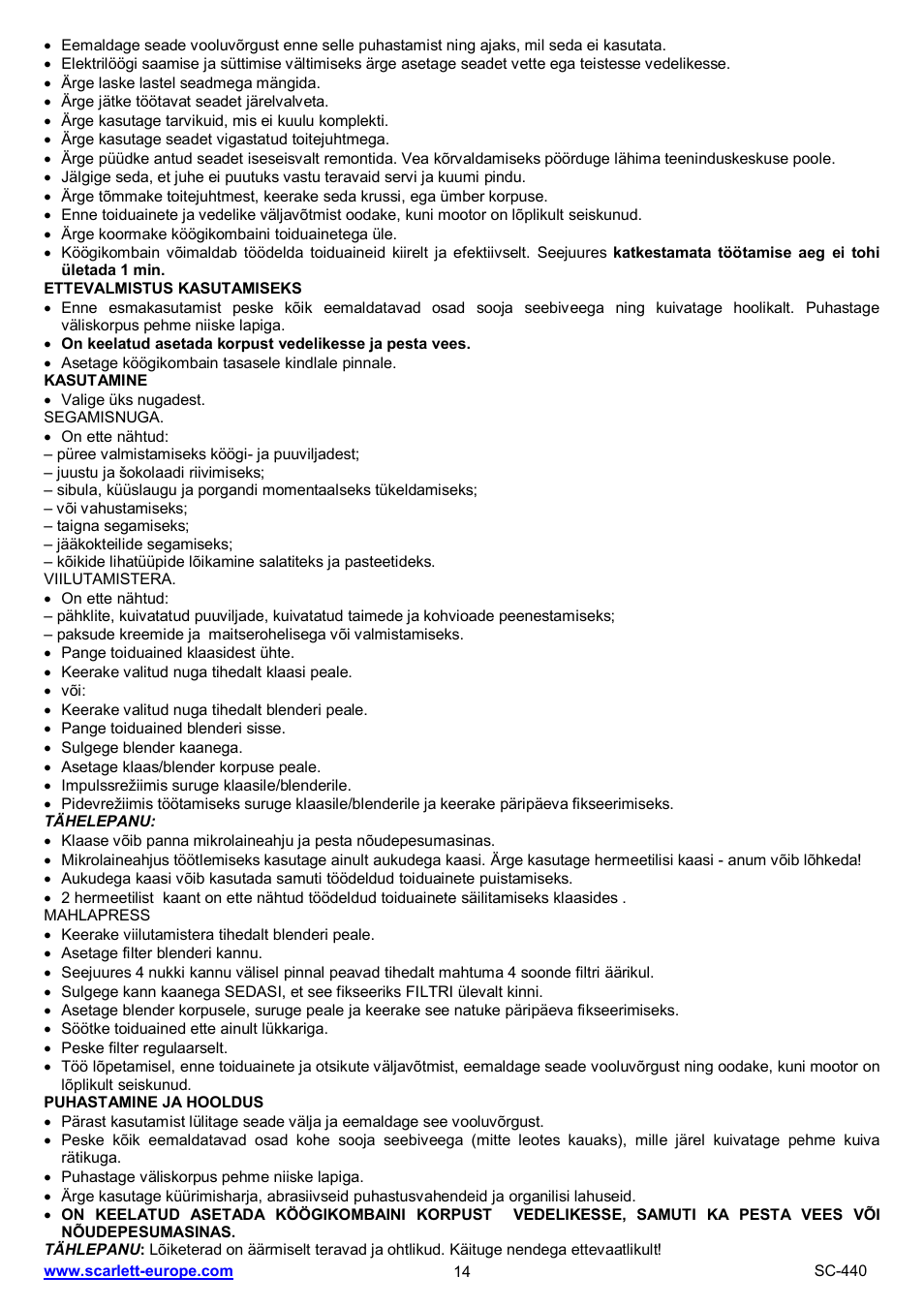 Scarlett SC-440 User Manual | Page 14 / 22