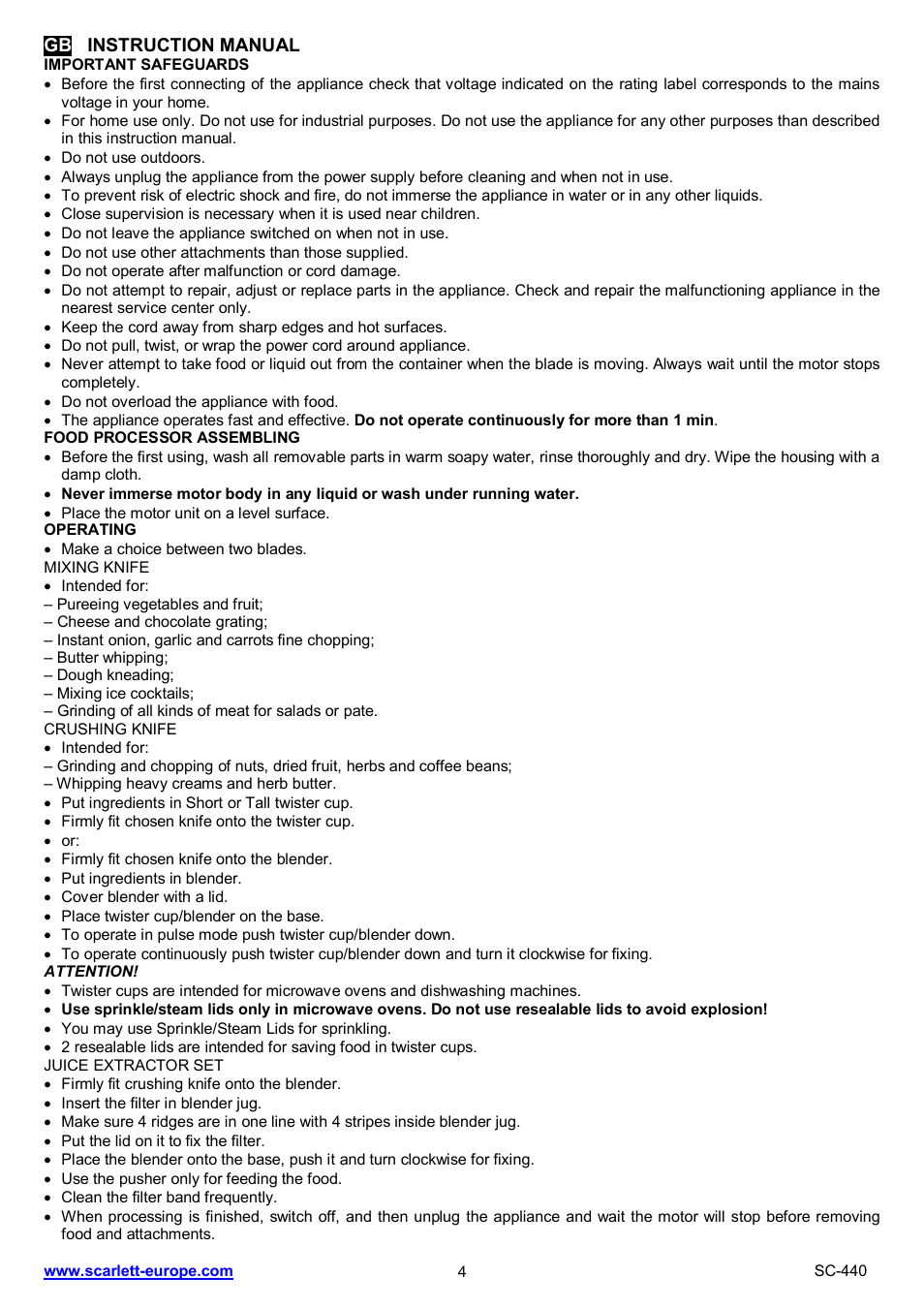 Scarlett SC-440 User Manual | Page 4 / 22