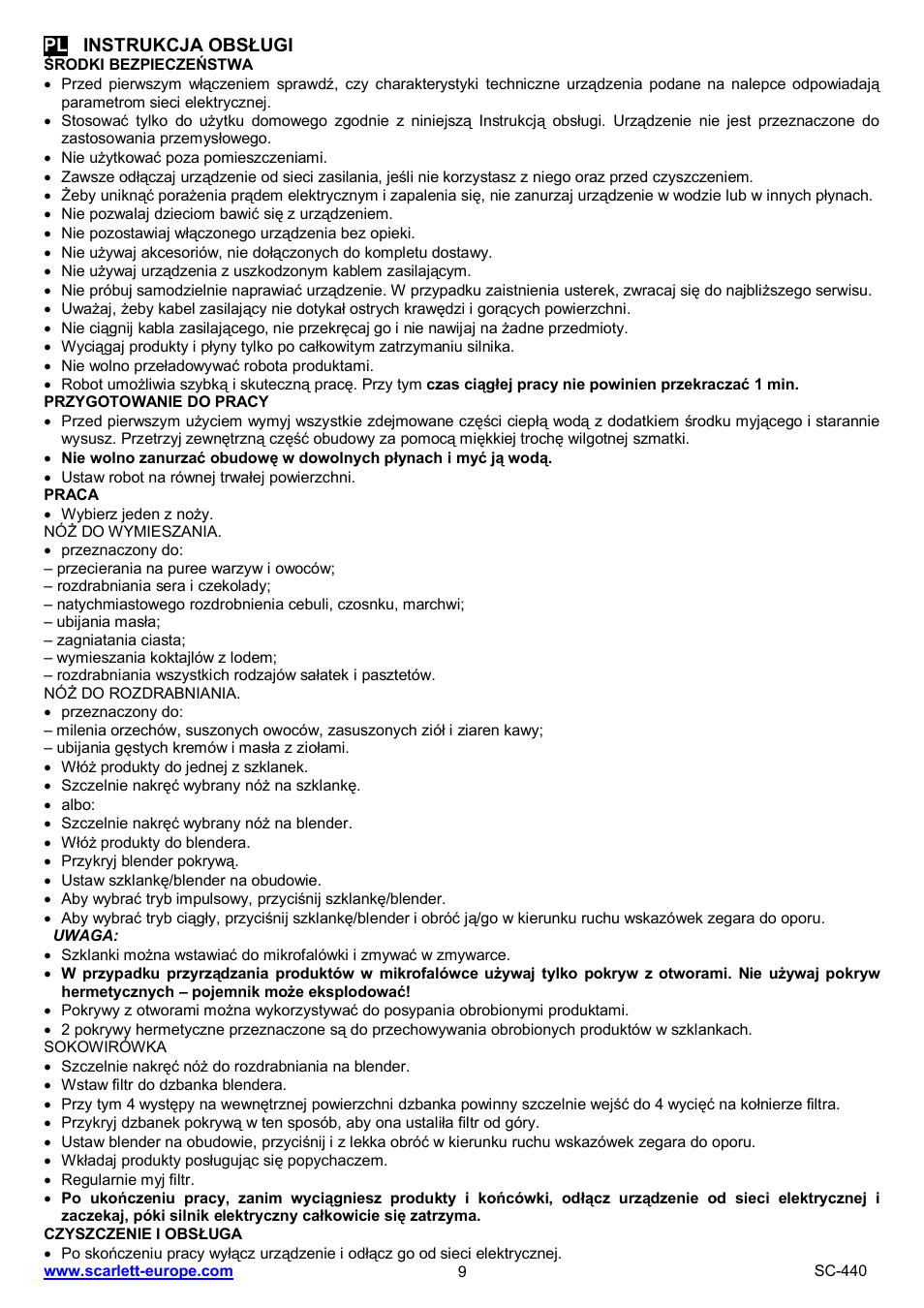 Scarlett SC-440 User Manual | Page 9 / 22