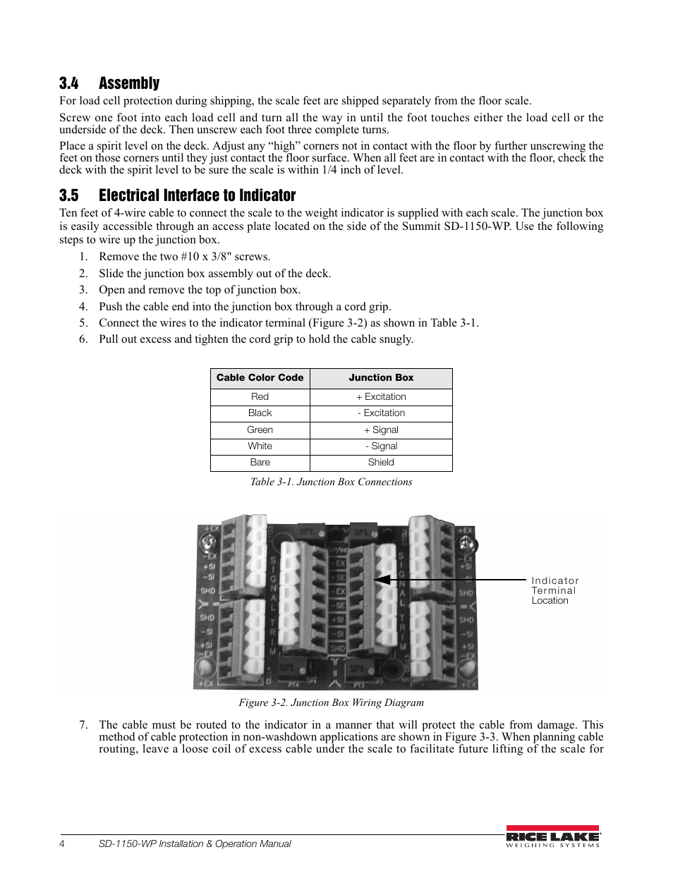 4 assembly, 5 electrical interface to indicator | Rice Lake Dialysis Scale - SD-1150-WP User Manual | Page 8 / 38