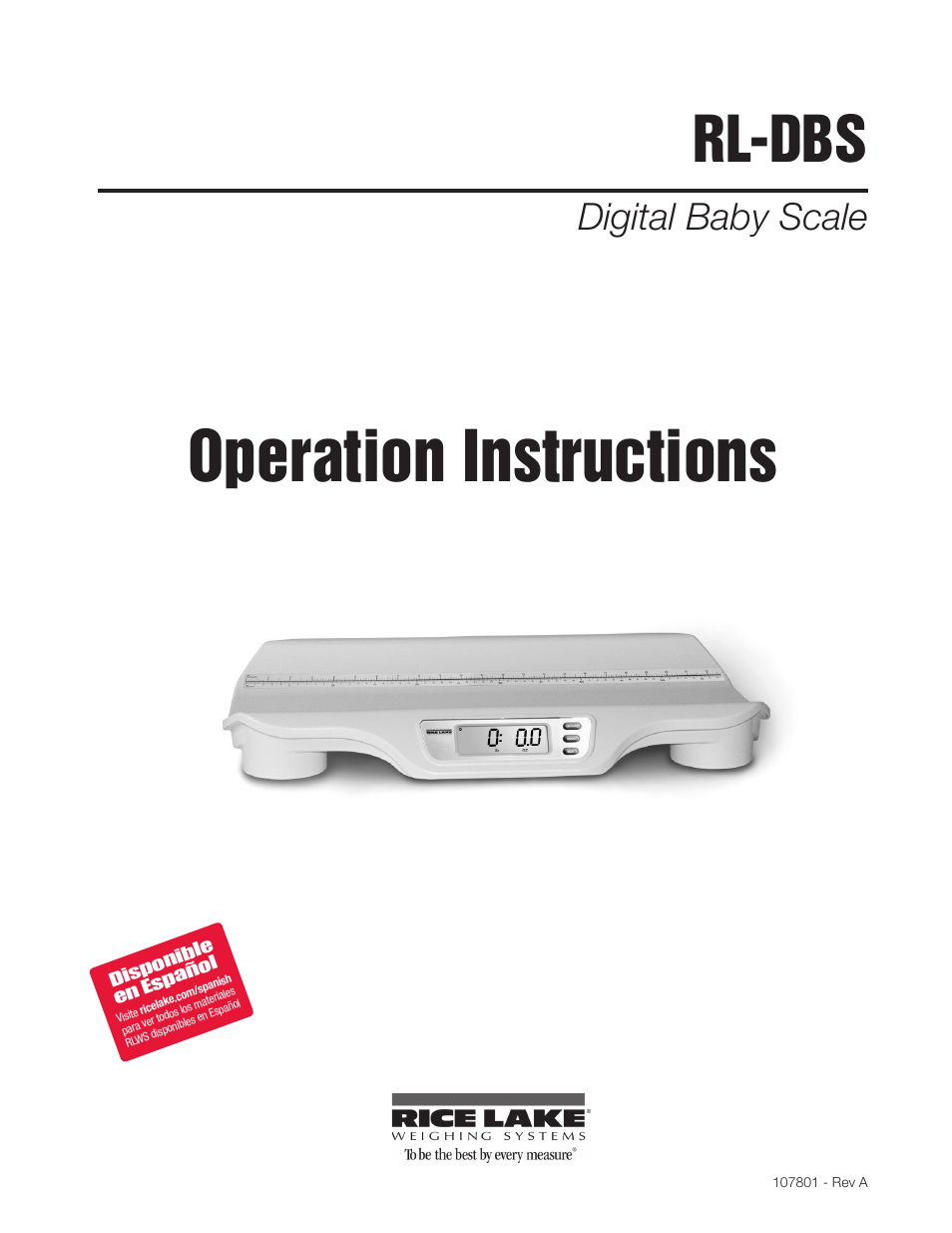 Rice Lake Digital Baby Scale (RL-DBS) - Operating Instructions User Manual | 14 pages