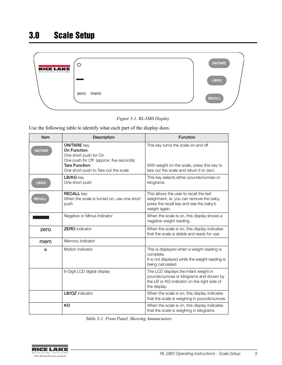 0 scale setup | Rice Lake Digital Baby Scale (RL-DBS) - Operating Instructions User Manual | Page 7 / 14