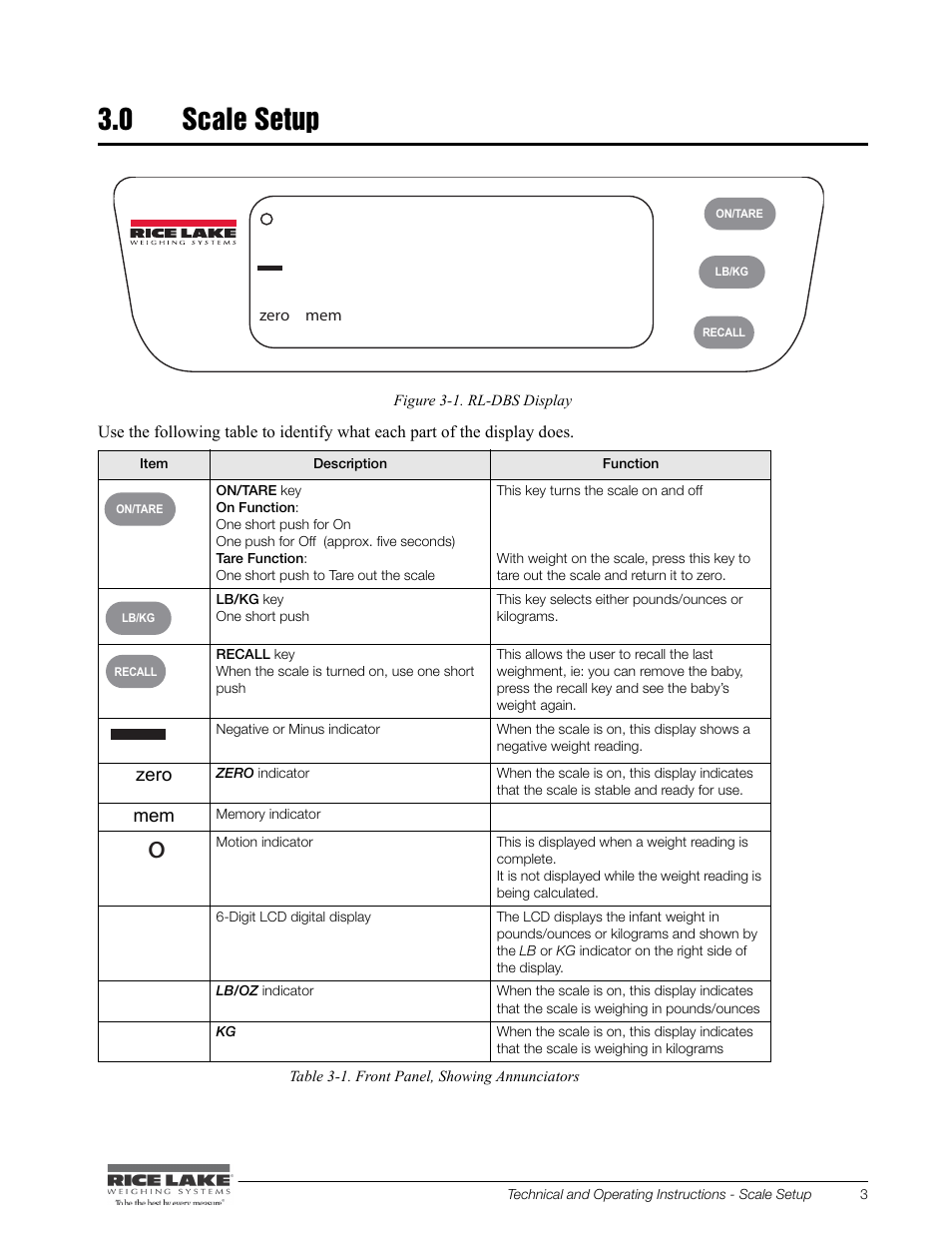 0 scale setup | Rice Lake Digital Baby Scale (RL-DBS) - Technical and Operating Instructions User Manual | Page 7 / 14