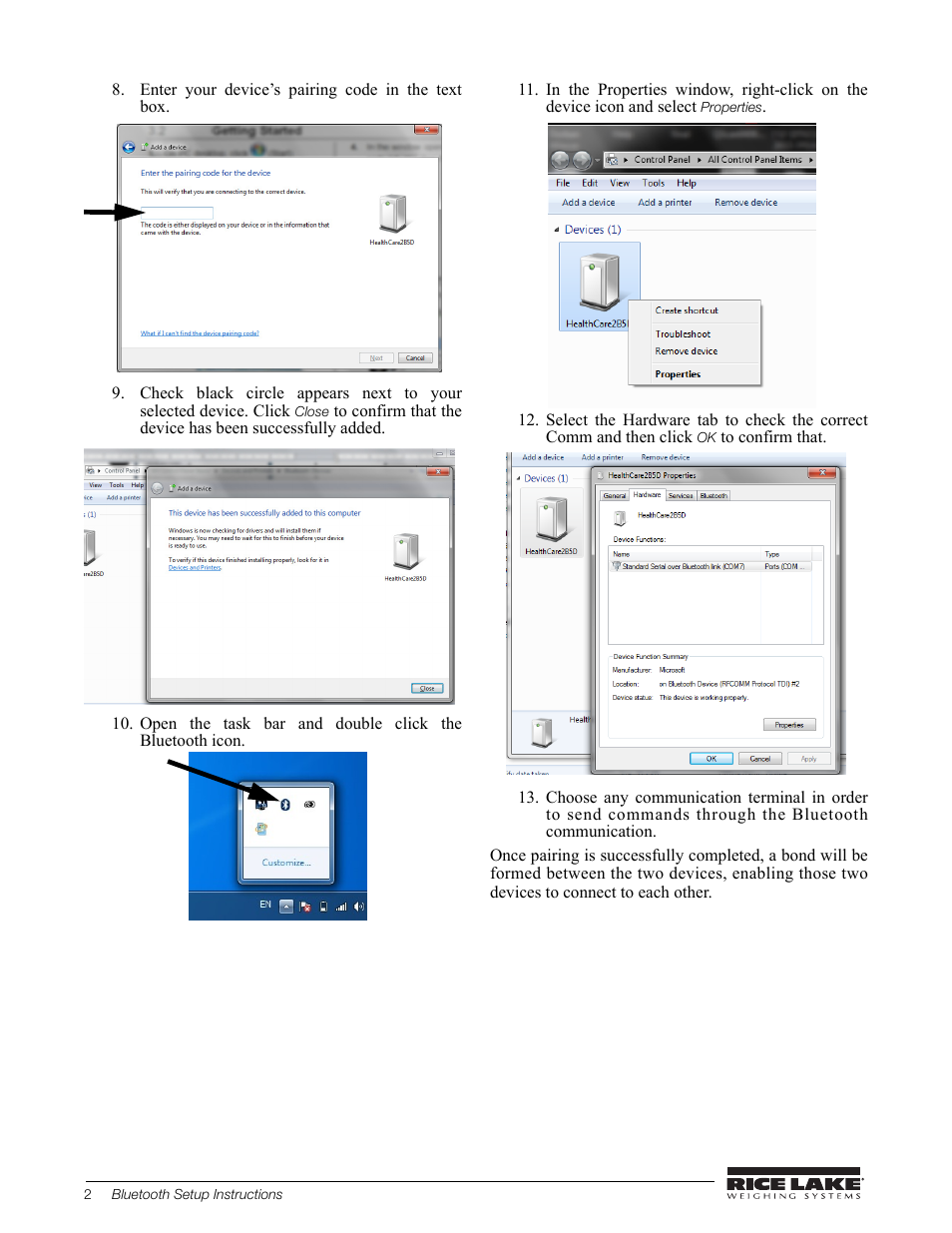 Rice Lake Floor Level Digital Physcian Scale (150-10-7) - Bluetooth Setup User Manual | Page 2 / 2