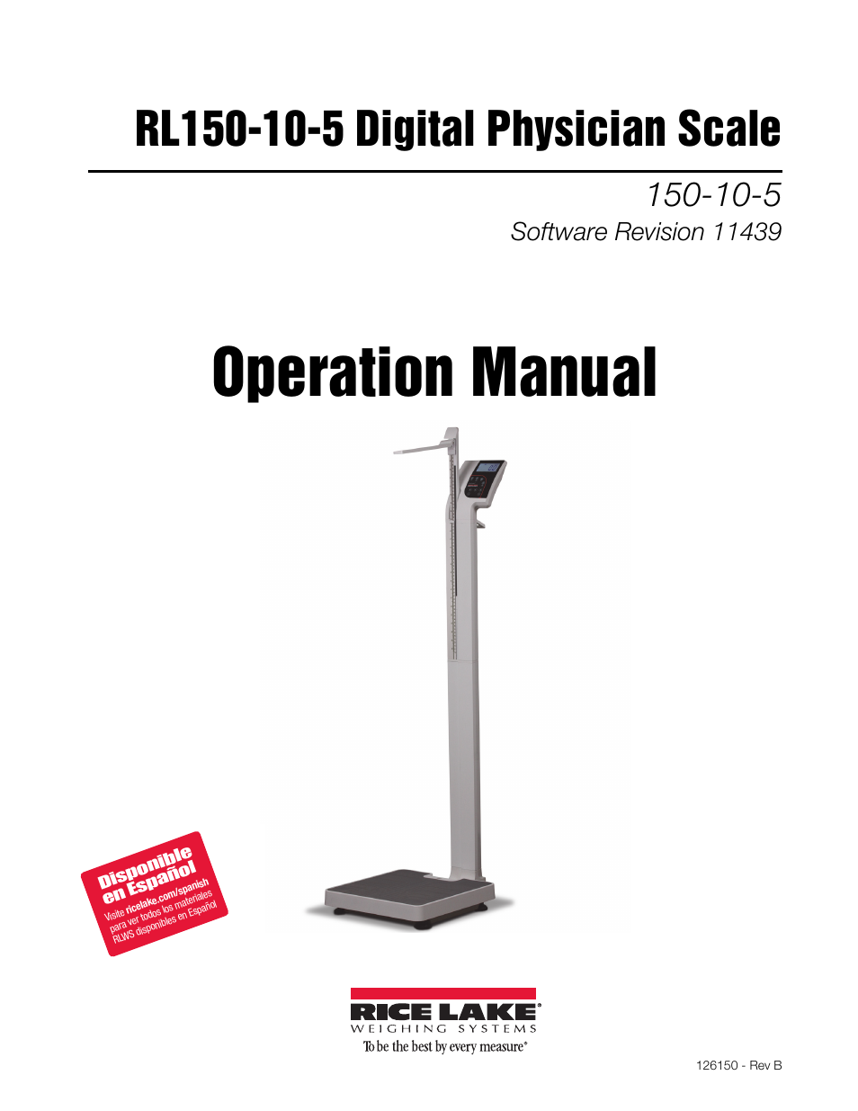 Rice Lake RL150-10-5 Digital Physician Scale Operation Instructions User Manual | 24 pages