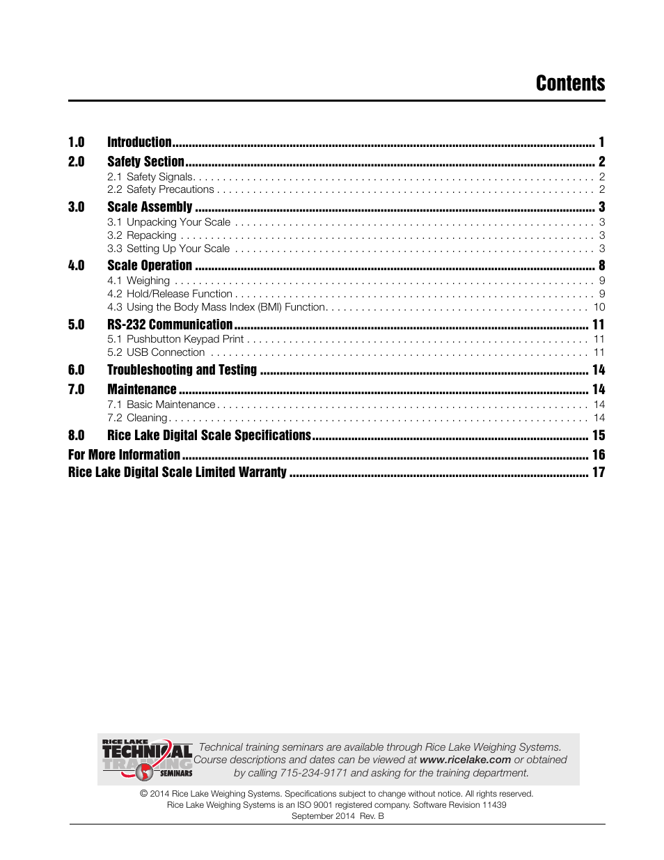 Rice Lake RL150-10-5 Digital Physician Scale Operation Instructions User Manual | Page 3 / 24