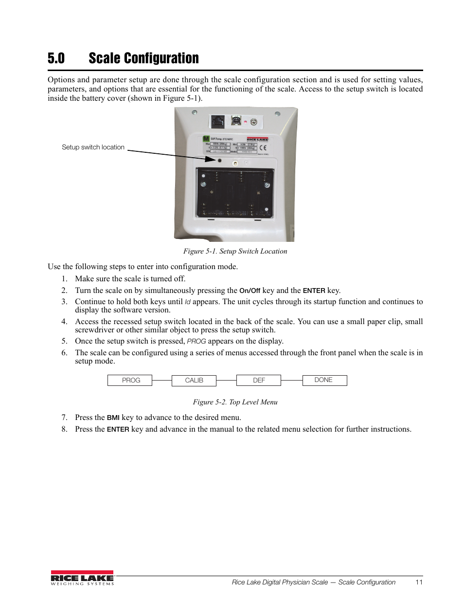 0 scale configuration | Rice Lake RL150-10-5 Digital Physician Scale Technical & Operating Instructions User Manual | Page 15 / 34
