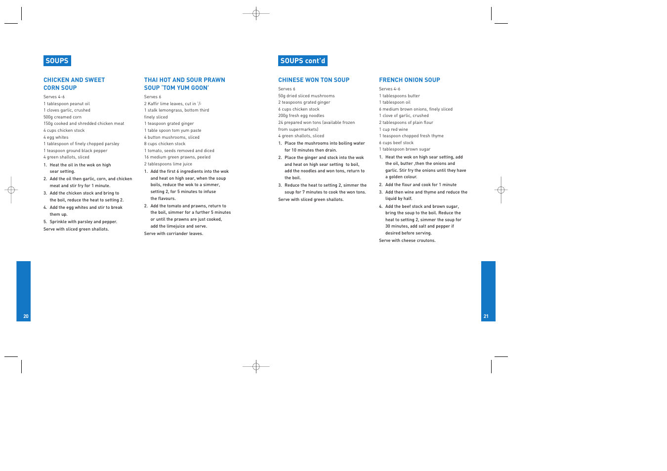 Soups cont’d, Soups | Breville EW40 User Manual | Page 11 / 22