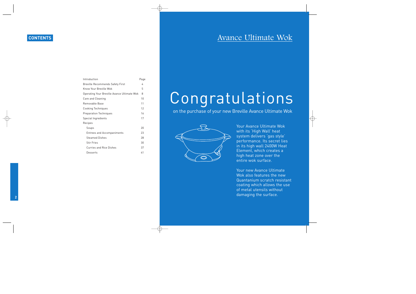 Avance ultimate wok | Breville EW40 User Manual | Page 2 / 22