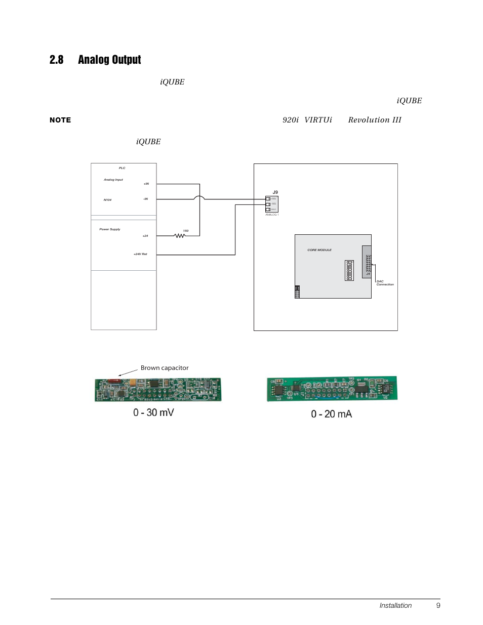 8 analog output, Core module. se e figure 2-6 for j4 location, Technical documentation. analog output from the | Iqube, 920i, Virtui, Revolution iii | Rice Lake Digital/Diagnostic - iQube User Manual | Page 12 / 54