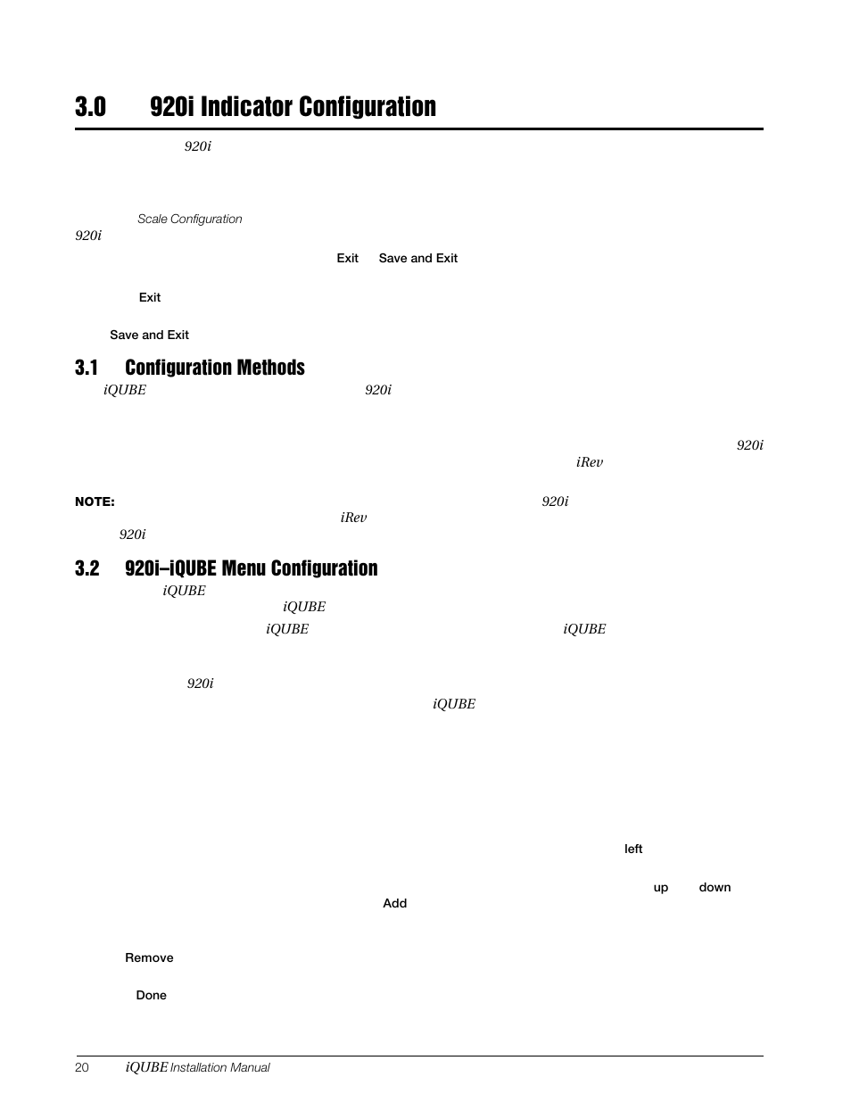 0 920i indicator configuration, 1 configuration methods, 2 920i-iqube menu configuration | 920i indicator configuration, 2 920i–iqube menu configuration | Rice Lake Digital/Diagnostic - iQube User Manual | Page 23 / 54