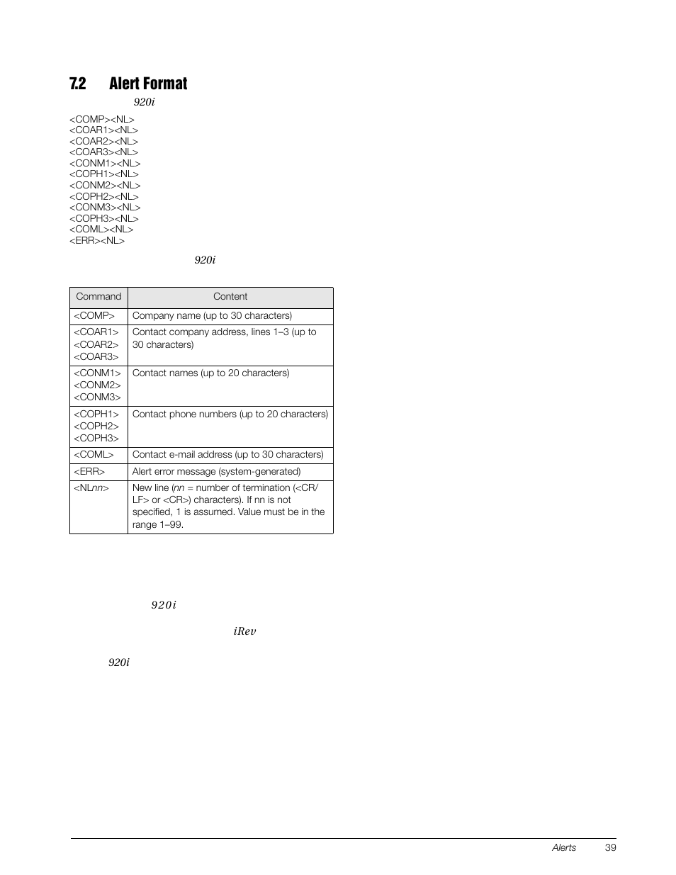 2 alert format | Rice Lake Digital/Diagnostic - iQube User Manual | Page 42 / 54