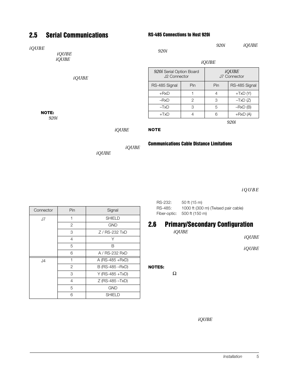 5 serial communications, 6 primary/secondary configuration | Rice Lake Digital/Diagnostic - iQube User Manual | Page 8 / 54