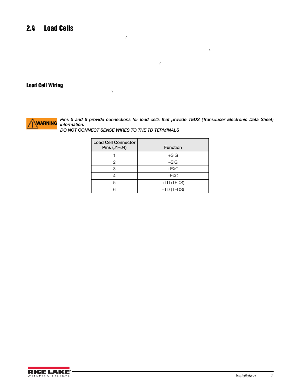 4 load cells | Rice Lake iQUBE2 Digital Diagnostic Junction Box User Manual | Page 11 / 72