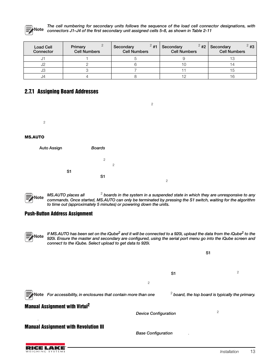 1 assigning board addresses, Assigning board addresses | Rice Lake iQUBE2 Digital Diagnostic Junction Box User Manual | Page 17 / 72