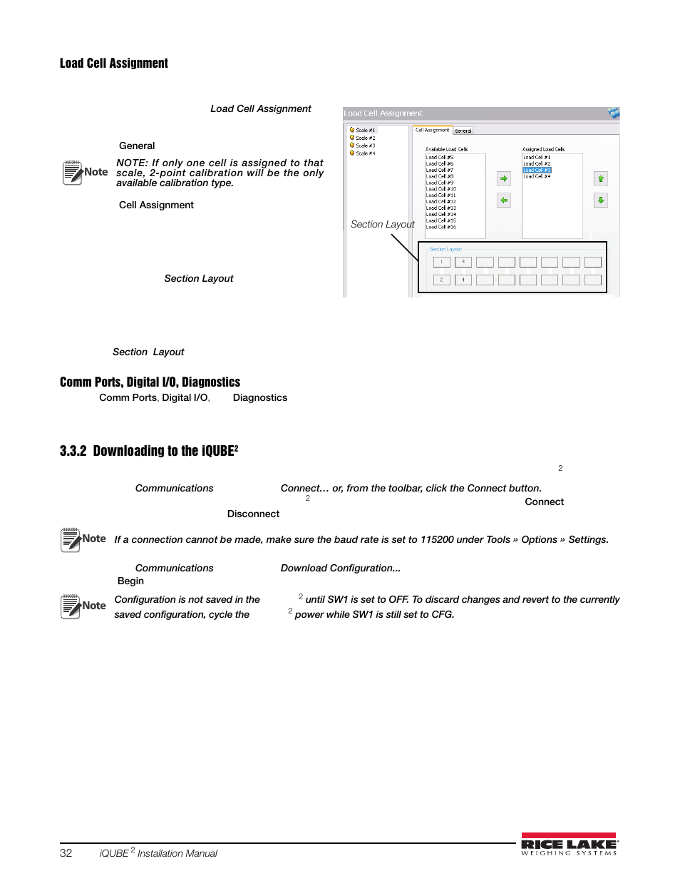 2 downloading to the iqube2, Downloading to the iqube | Rice Lake iQUBE2 Digital Diagnostic Junction Box User Manual | Page 36 / 72