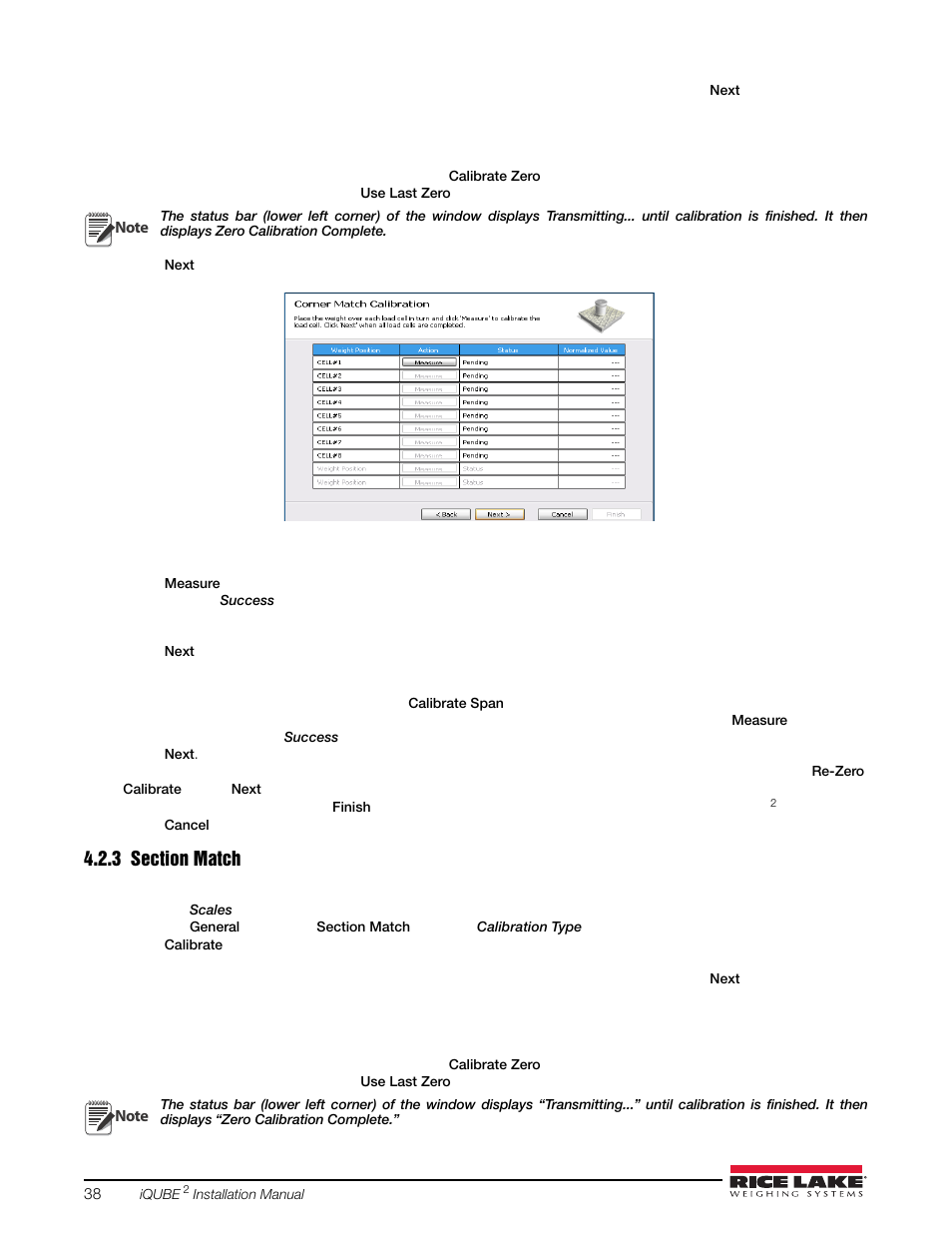 3 section match, Section match | Rice Lake iQUBE2 Digital Diagnostic Junction Box User Manual | Page 42 / 72