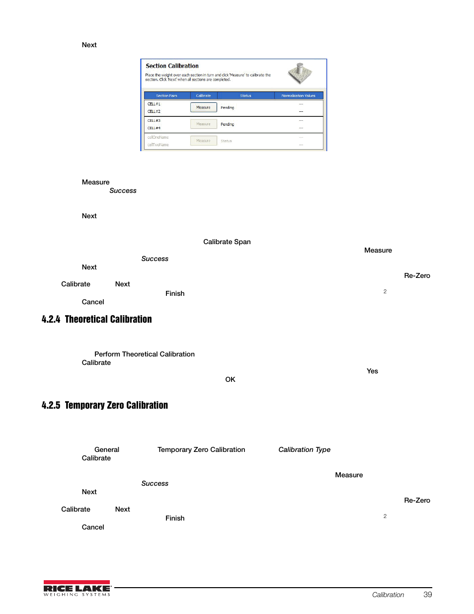 4 theoretical calibration, 5 temporary zero calibration, Theoretical calibration | Temporary zero calibration | Rice Lake iQUBE2 Digital Diagnostic Junction Box User Manual | Page 43 / 72