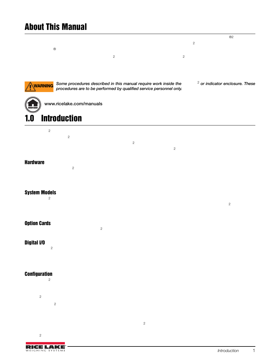 About this manual, 0 introduction, About this manual 1.0 | Introduction | Rice Lake iQUBE2 Digital Diagnostic Junction Box User Manual | Page 5 / 72