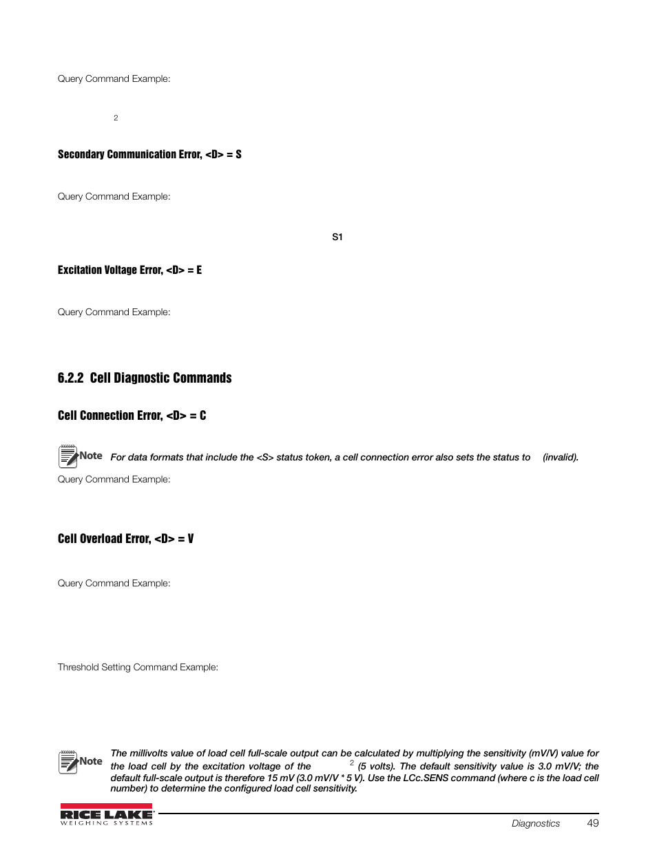 2 cell diagnostic commands, Cell diagnostic commands | Rice Lake iQUBE2 Digital Diagnostic Junction Box User Manual | Page 53 / 72