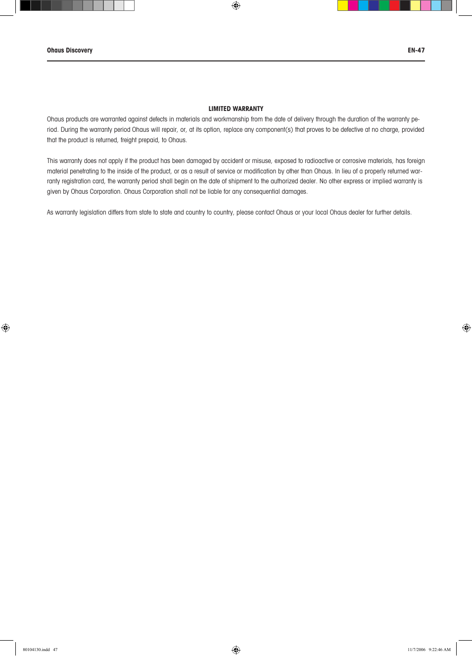 Rice Lake Discovery Series Semi-Micro and Analytical, Ohaus User Manual | Page 51 / 52